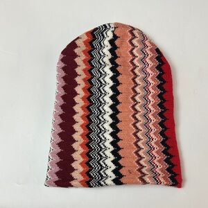 Missoni Multicolor Zigzag Knit Snood in Red, Coral, Black & Cream